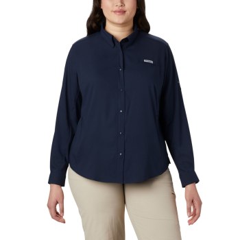 Columbia PFG Tamiami II Long Sleeve Plus Size, Camisa Azul Marino Para Mujer | 860175-JAS